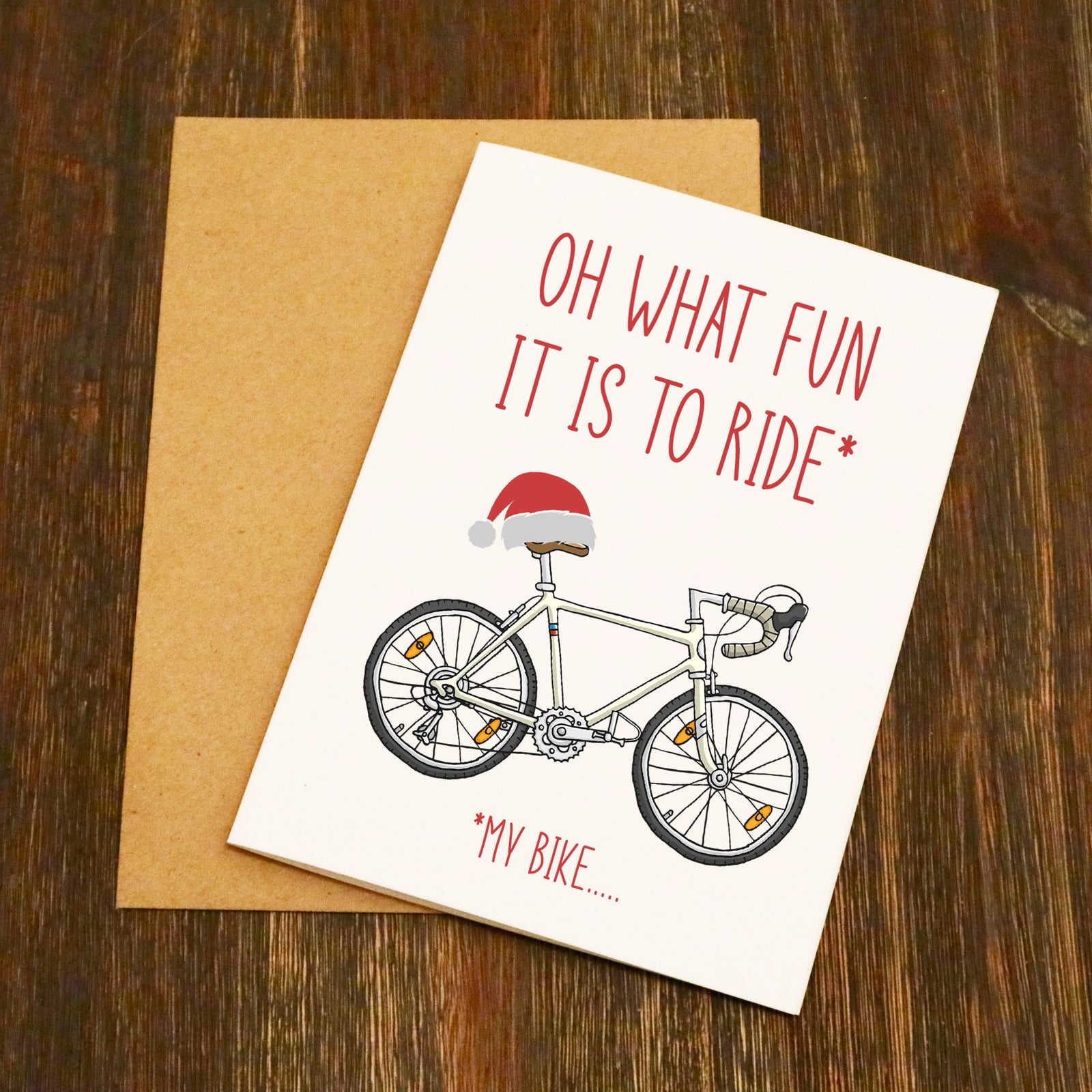 Oh What Fun It Is To Ride My Bike Cycling Christmas Card