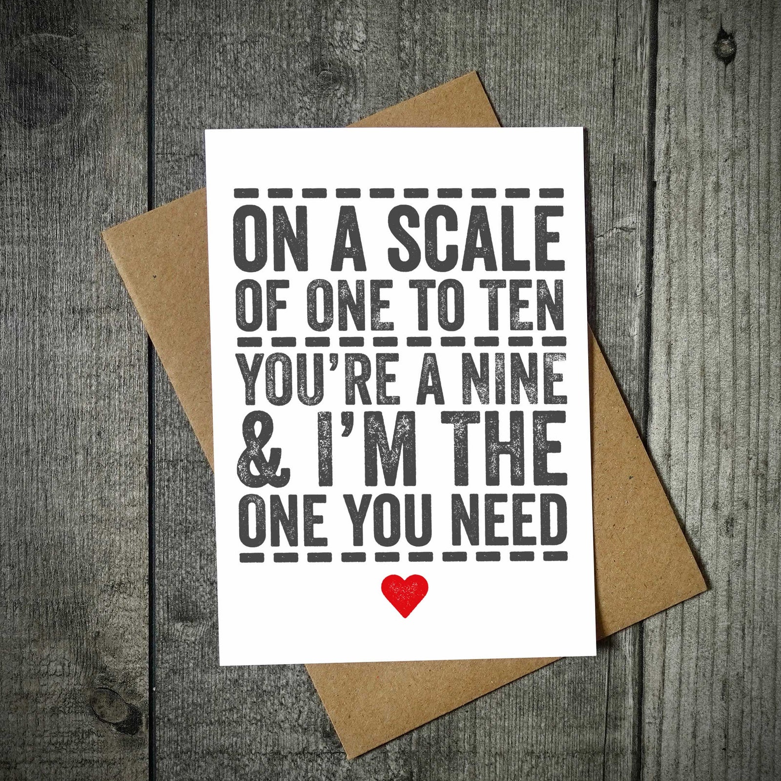 On A Scale Of One To Ten Valentine's Card