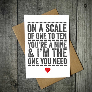 On A Scale Of One To Ten Valentine's Card