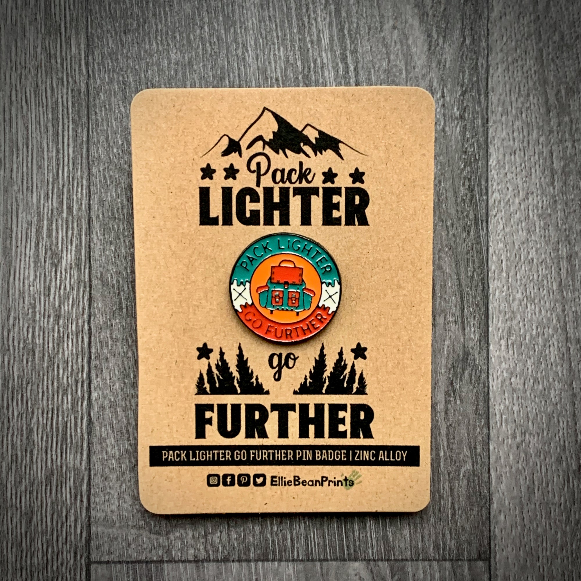 Pack Lighter Go Further Camping Enamel Pin Badge