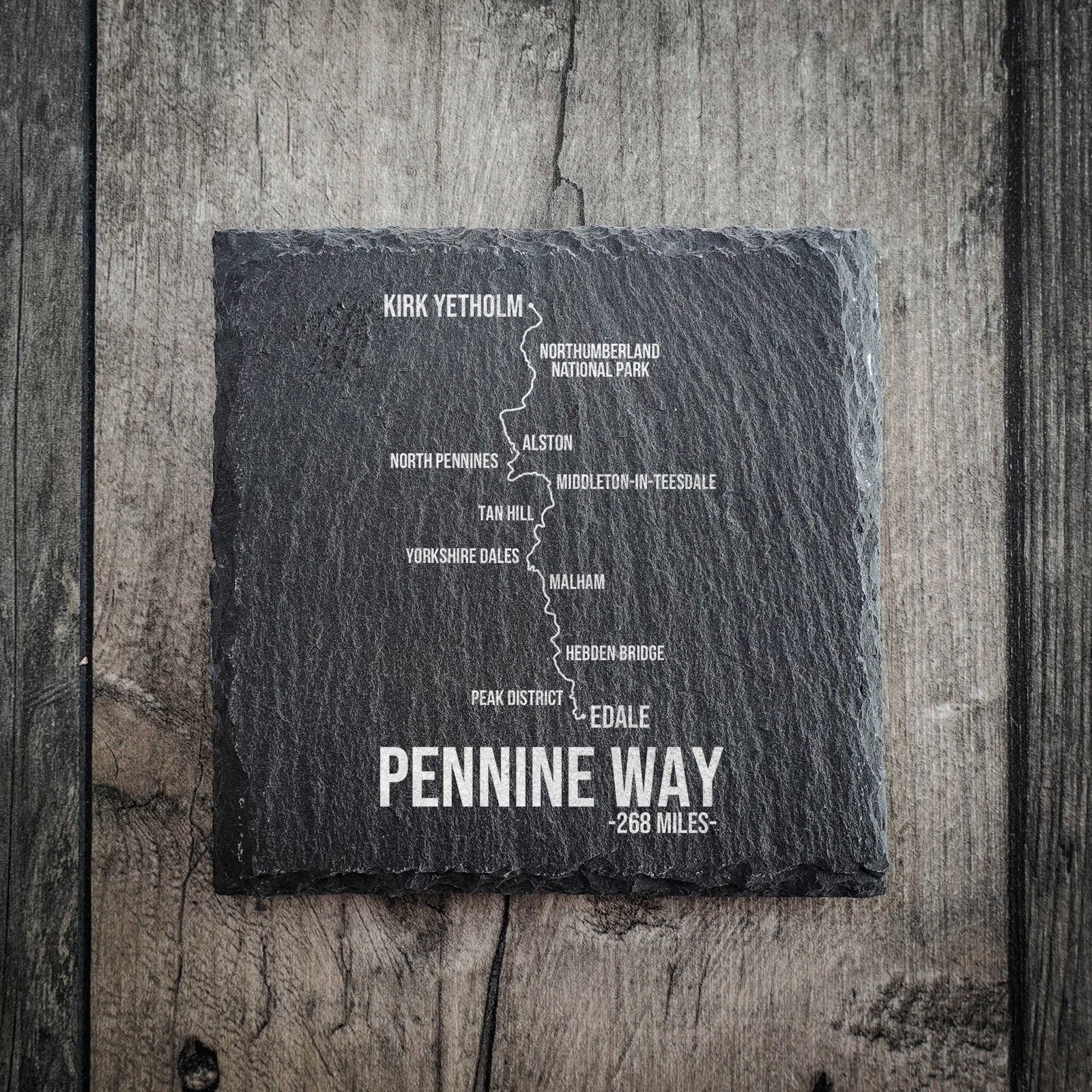 Personalised Pennine Way Slate Coaster