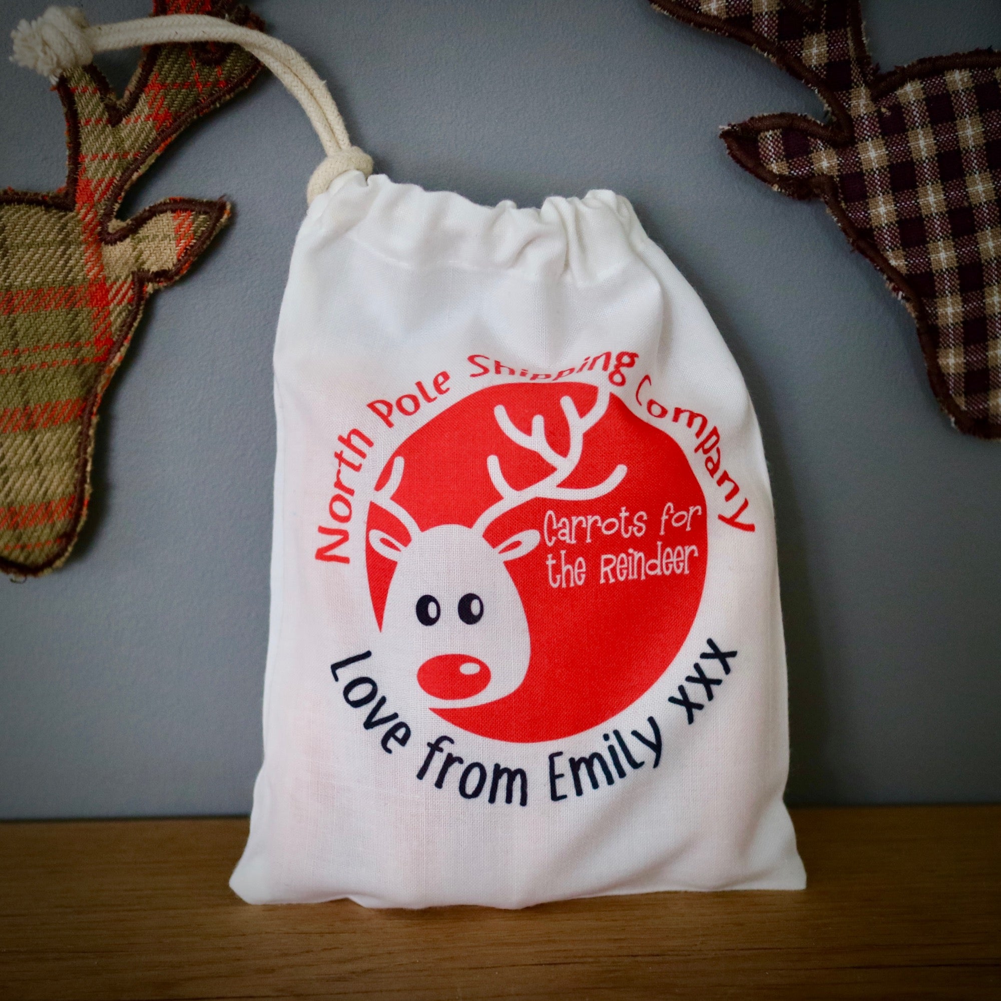 Personalised Reindeer Carrot Bags