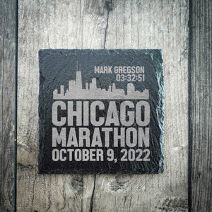 Personalised Chicago Marathon Coaster - Skyline