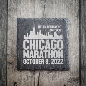 Personalised Chicago Marathon Coaster - Skyline