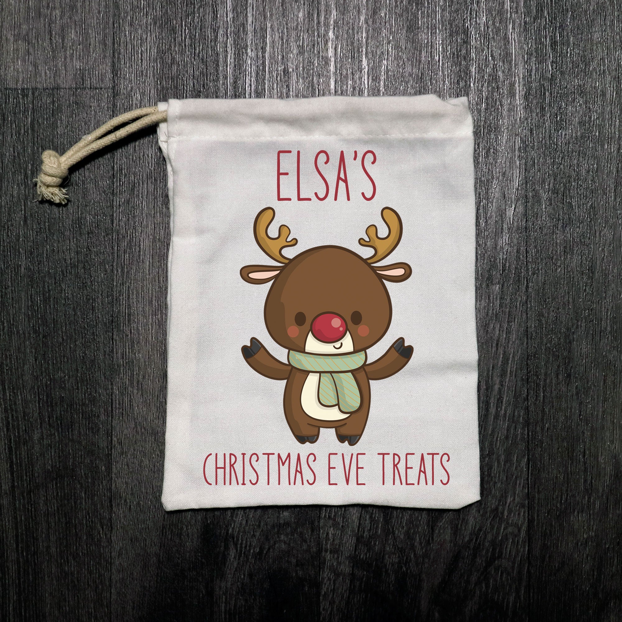Personalised Christmas Eve Treats Cloth Bag