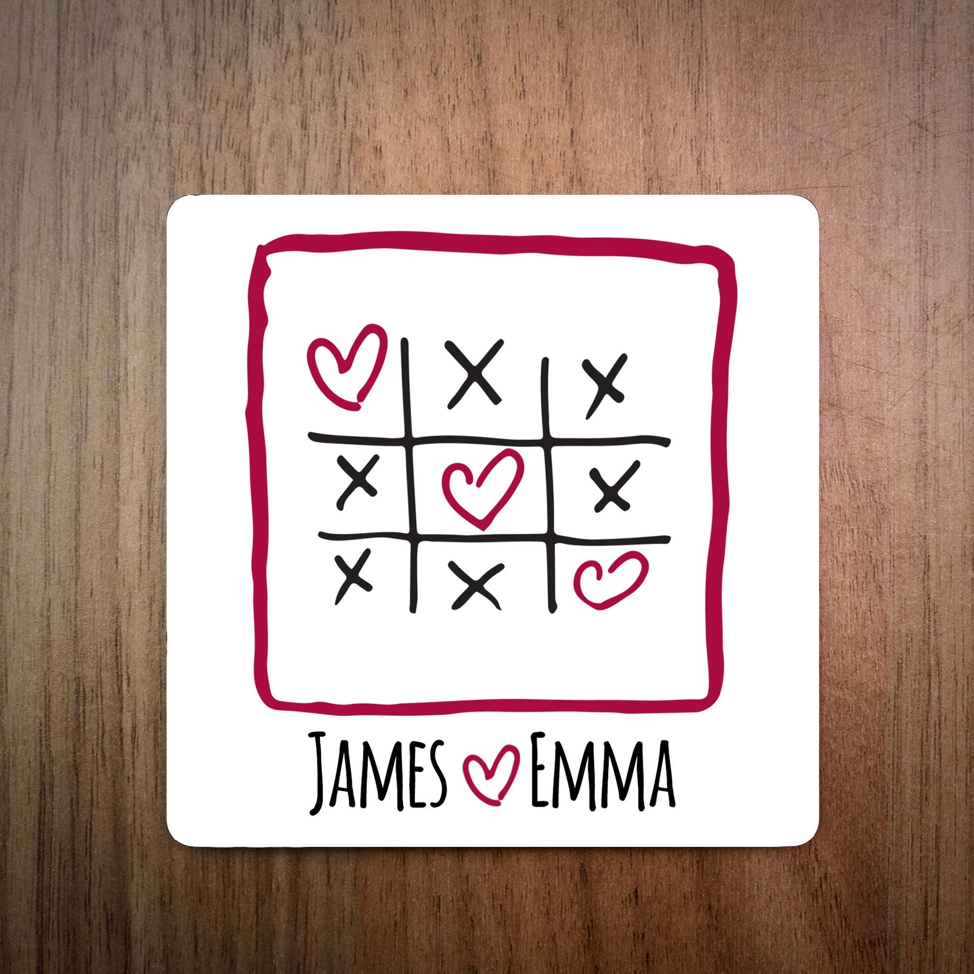 Kisses and Hearts Personalised Valentines Coaster