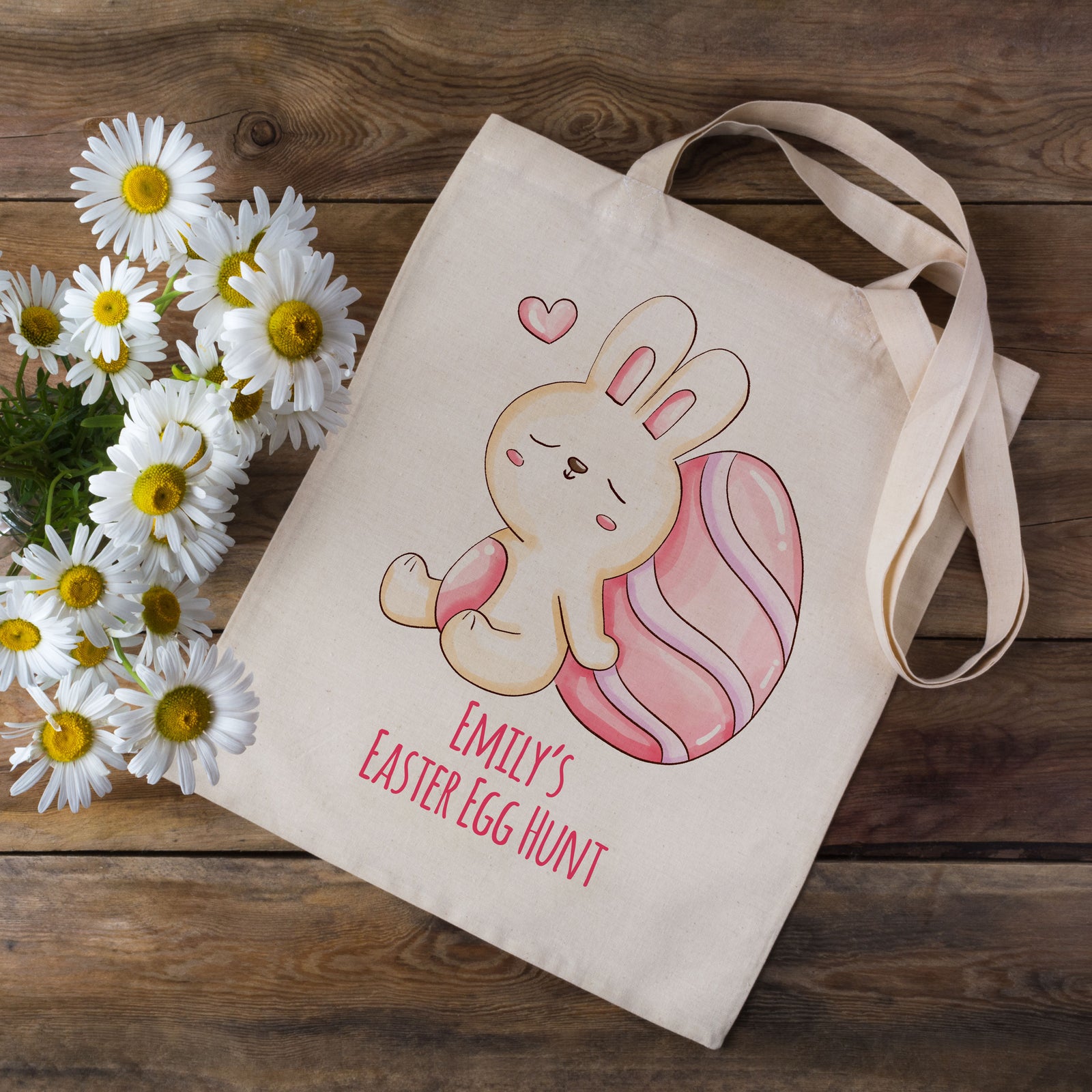 Personalised Cute Easter Egg Hunt Bunny Tote Bag