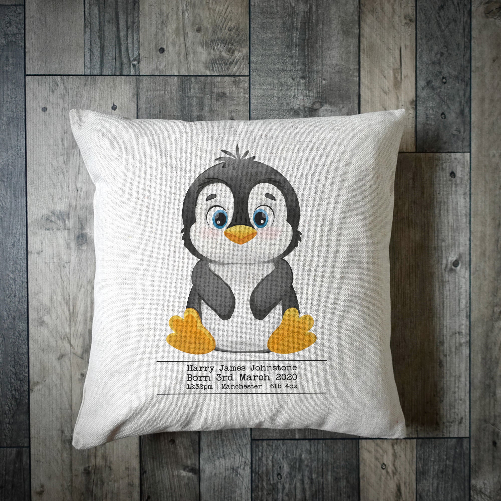Personalised Penguin Cute Cushion Cover