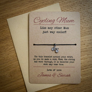 Cycling Mum Wish Bracelet & Personalised Postcard