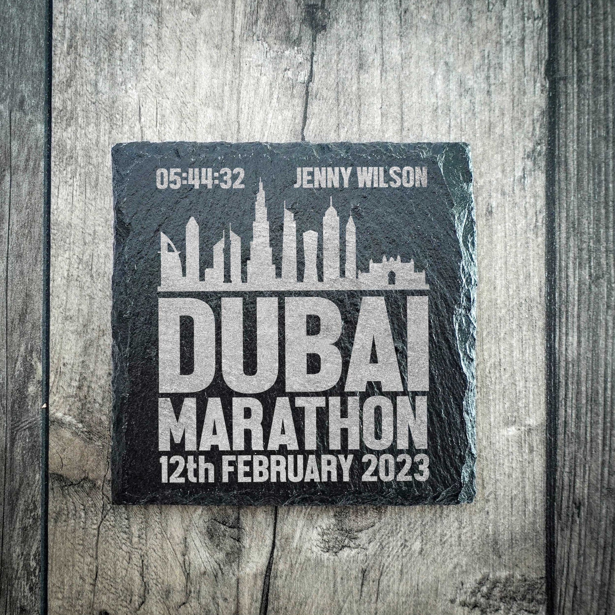 Personalised Dubai Marathon Coaster - Skyline