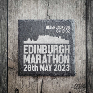 Personalised Edinburgh Marathon Coaster - Skyline