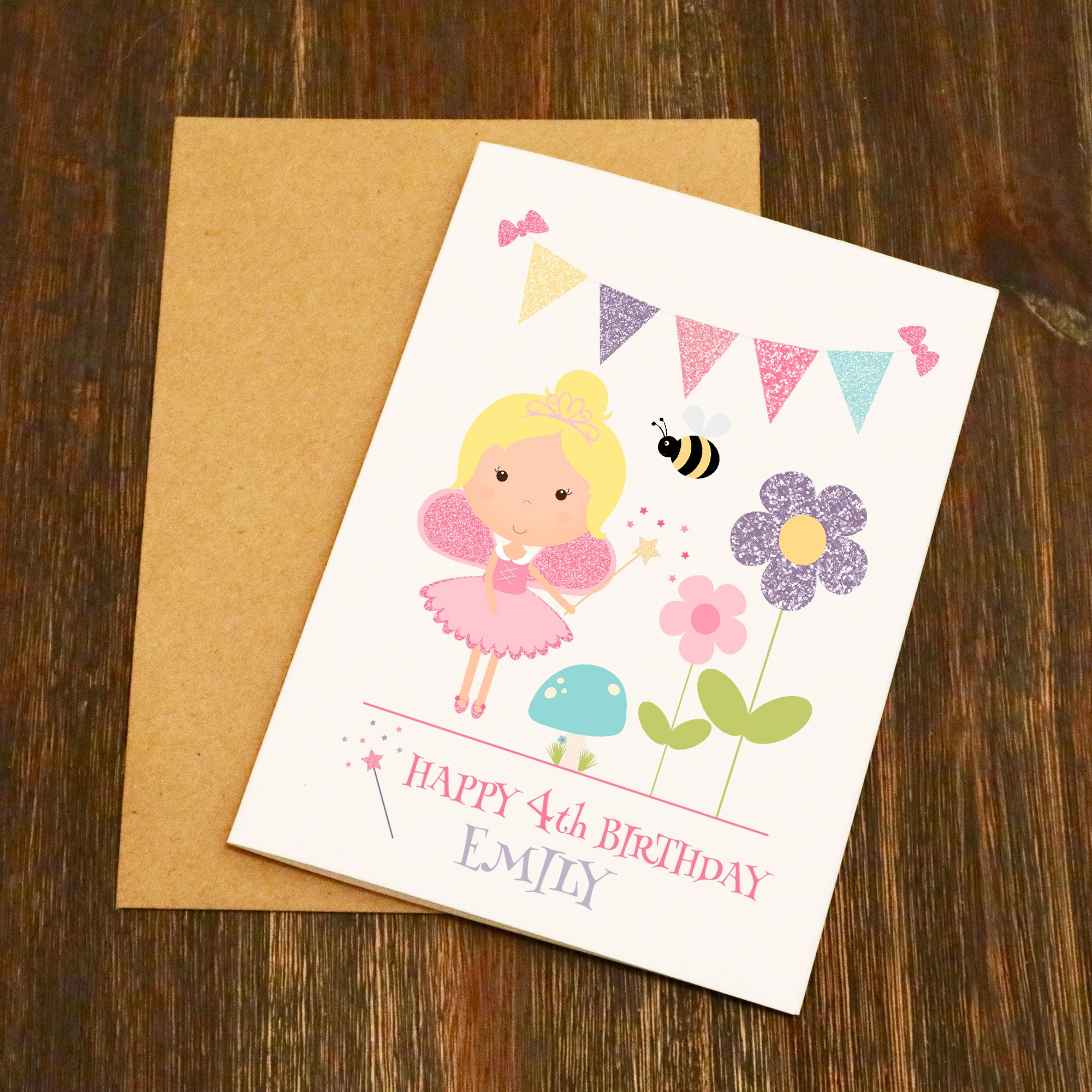 Fairy Bunting Personalised Birthday Card