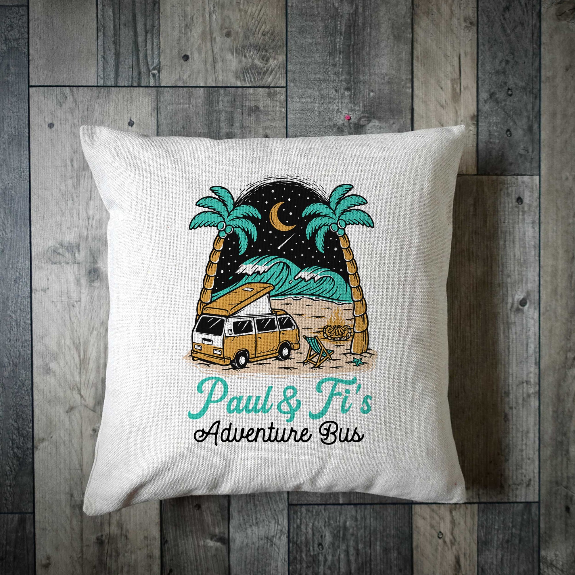 Starry Night Personalised Camper Van Cushion