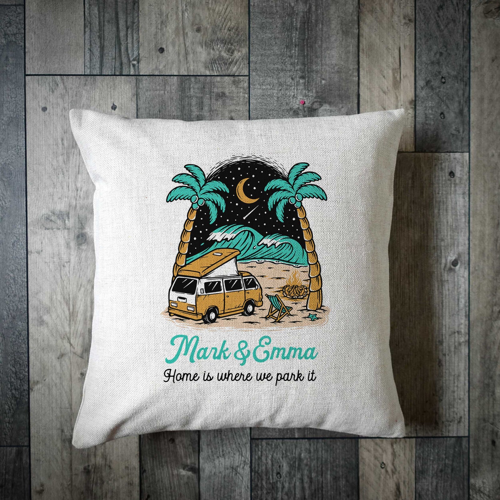 Starry Night Personalised Camper Van Cushion