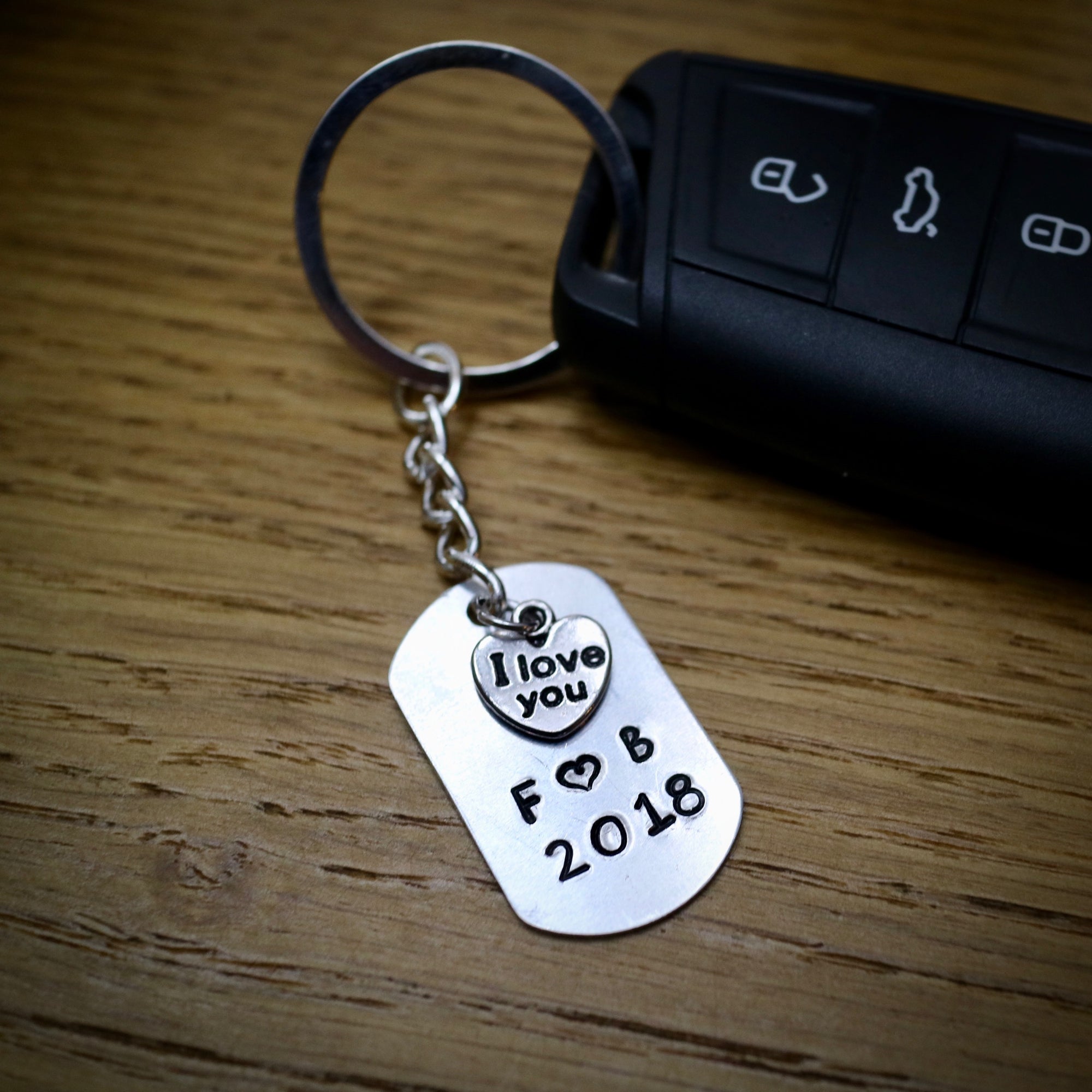 Hand Stamped I Love You - Dated Personalised Keyring