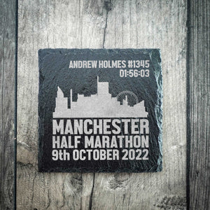 Personalised Manchester Half Marathon Coaster - Skyline