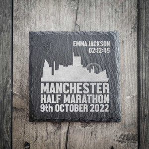Personalised Manchester Half Marathon Coaster - Skyline