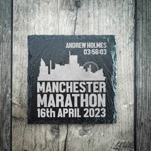 Personalised Manchester Marathon Coaster - Skyline
