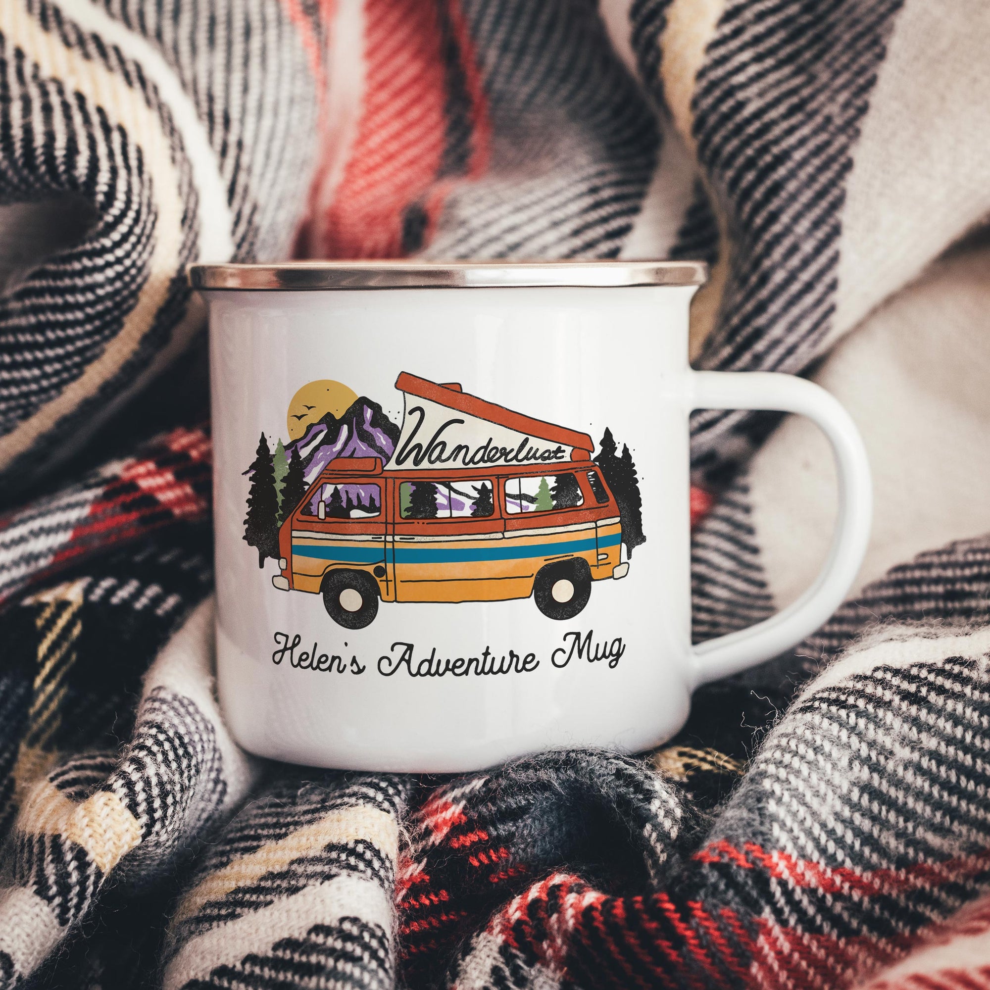 Personalised Pop Top Enamel Camper Mug