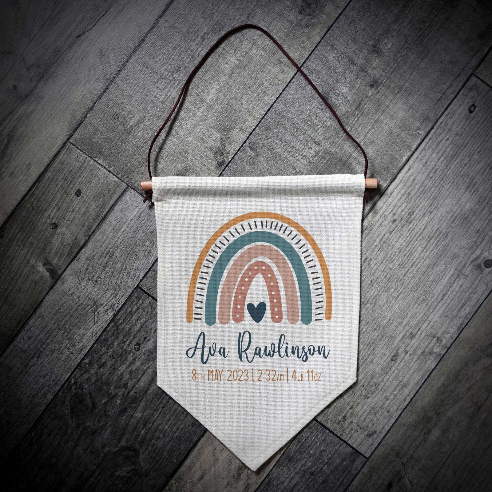 Personalised Birth Details Pennant Nursery Flag