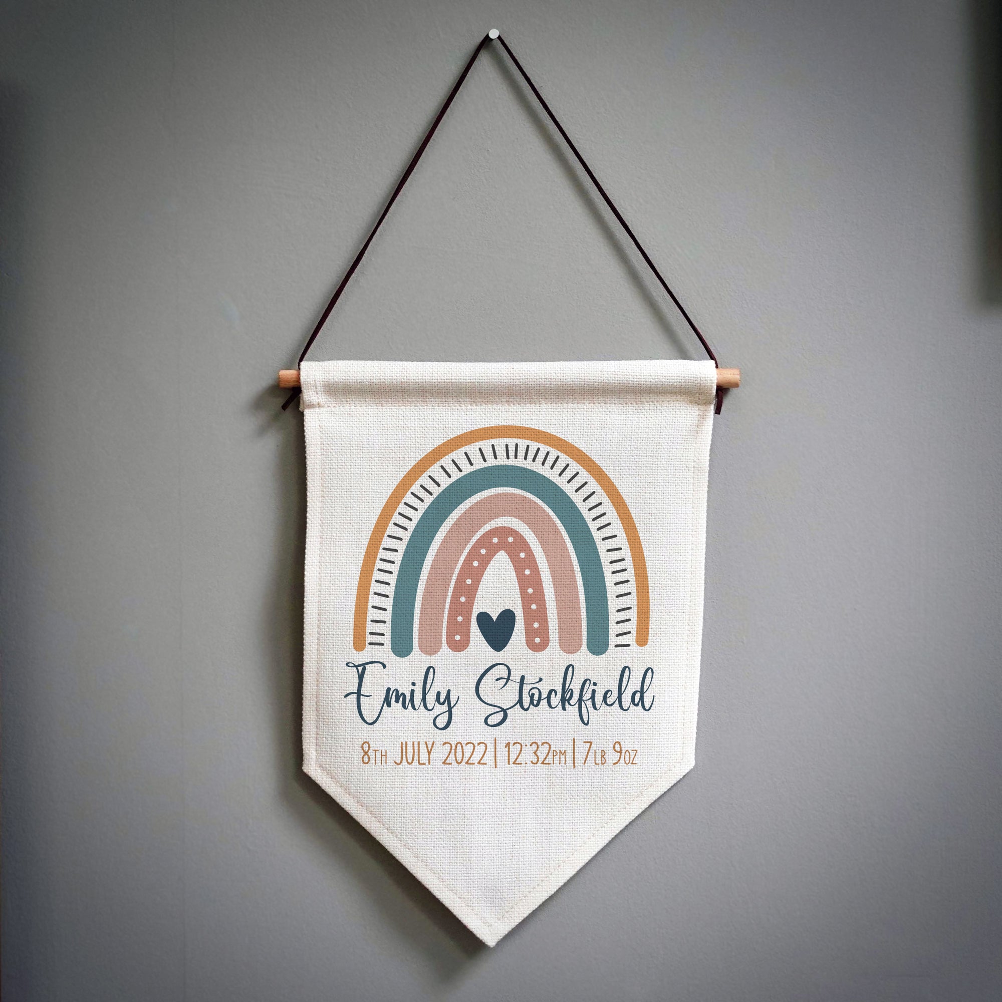 Personalised Birth Details Pennant Nursery Flag