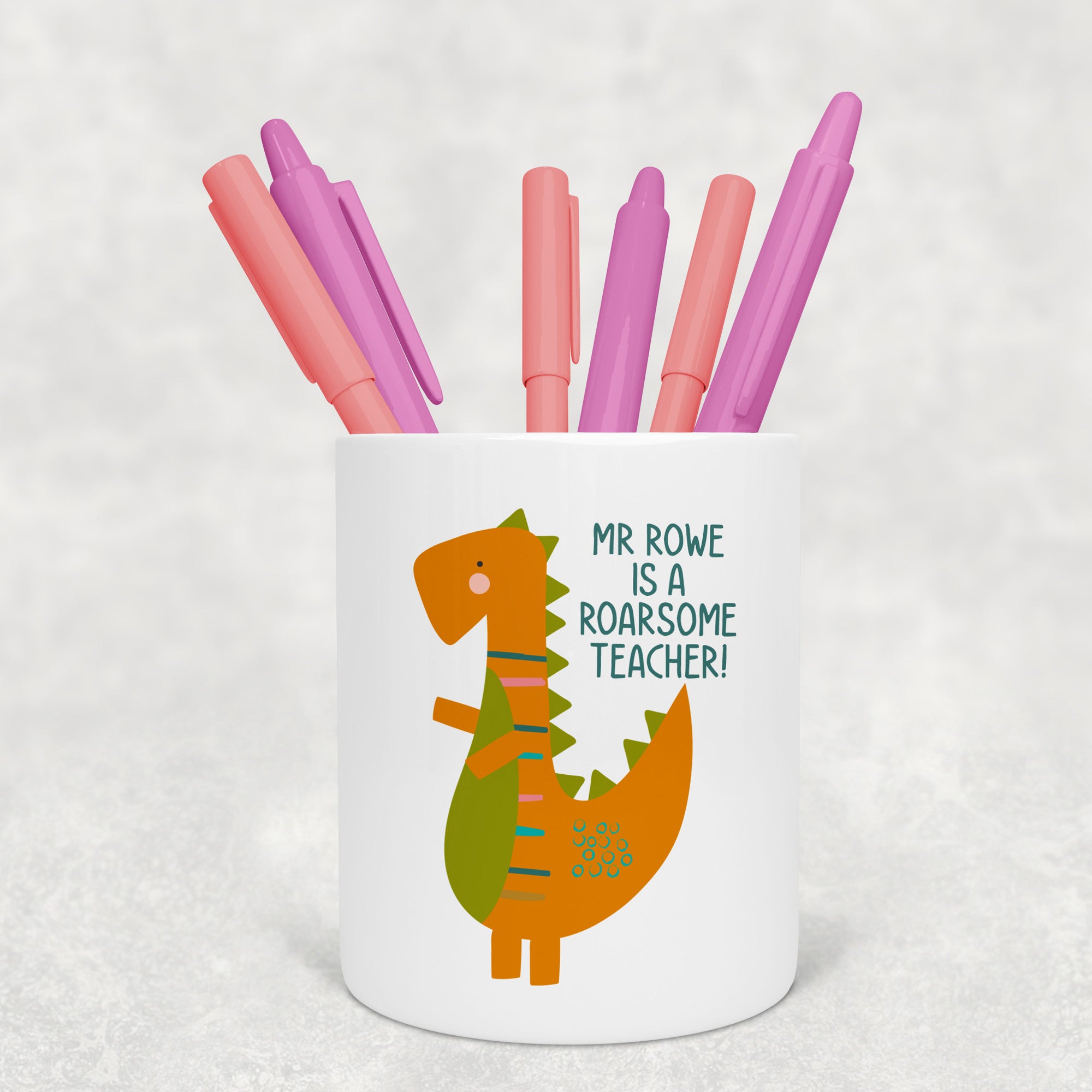 Personalised This Teacher Is Roarsome Pen Pot