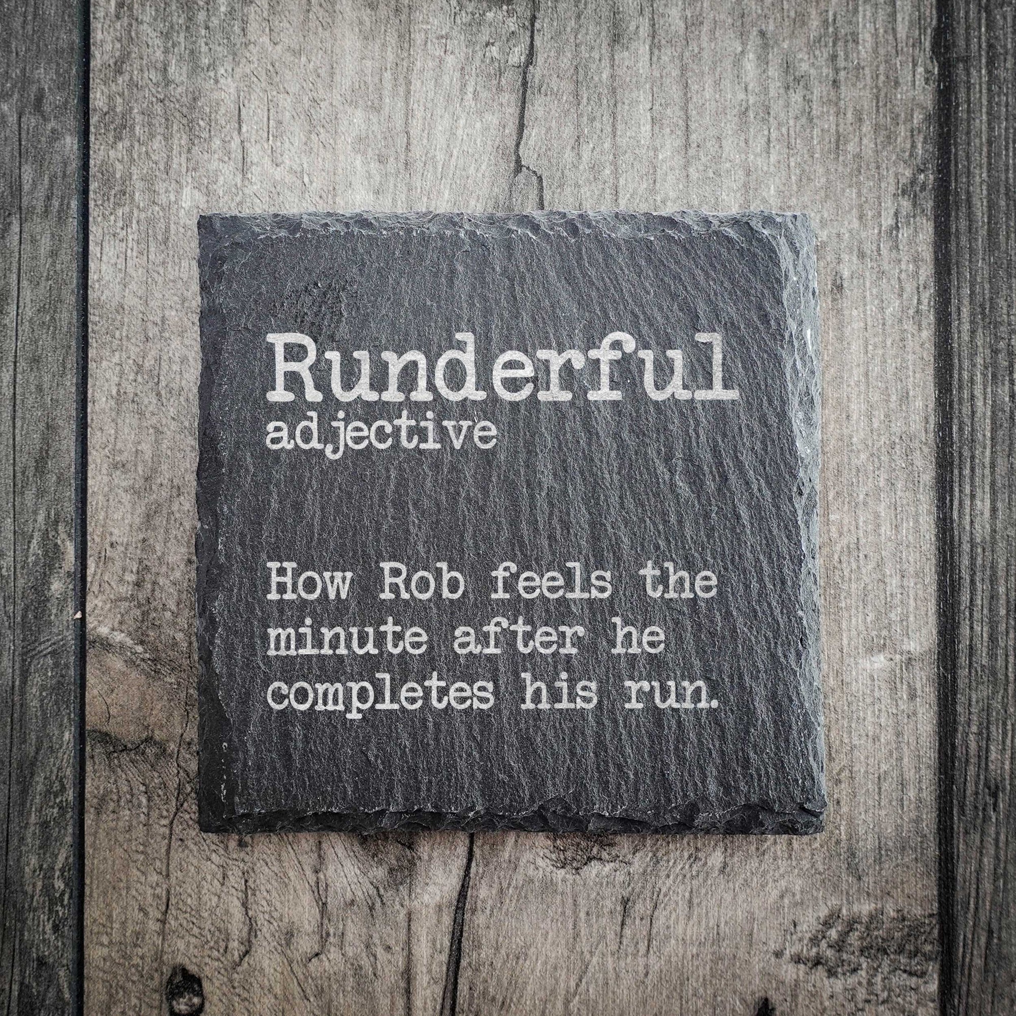 Runderful Personalised Running Riven Slate Coaster