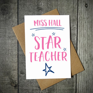 Star Teacher Personalised Teacher Card