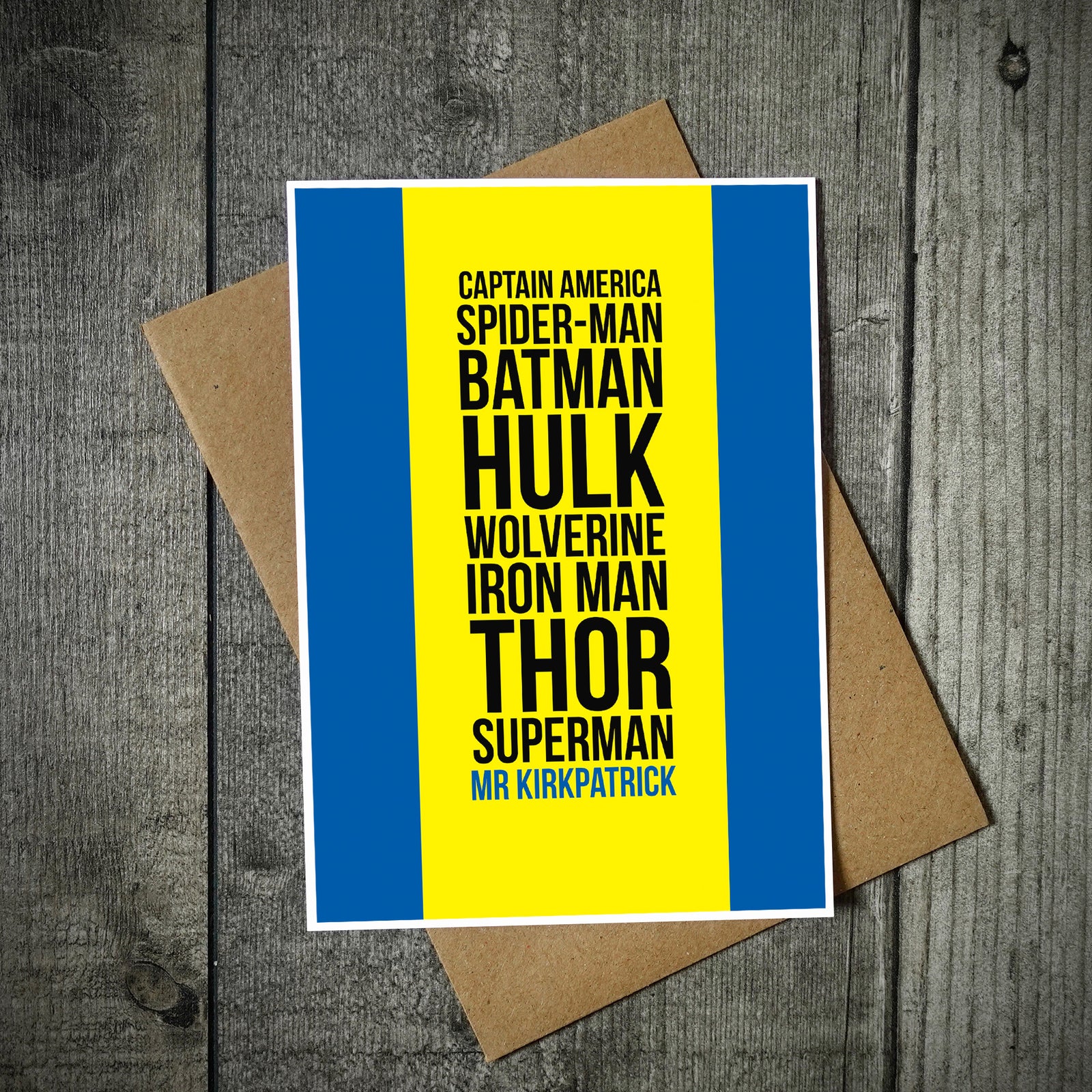 Personalised Superhero Teacher Card
