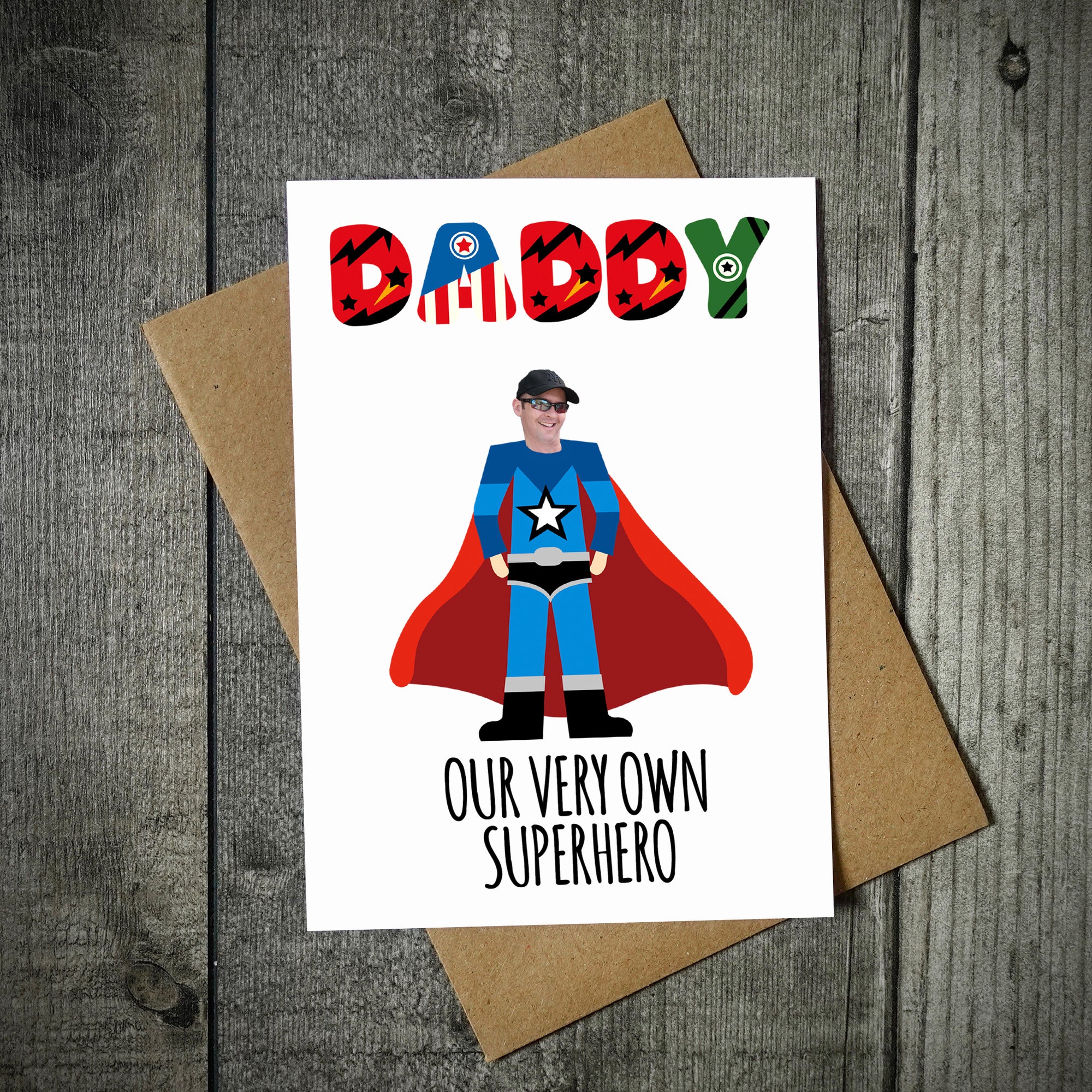 Dad Our Very Own Superhero Personalised Photo Card