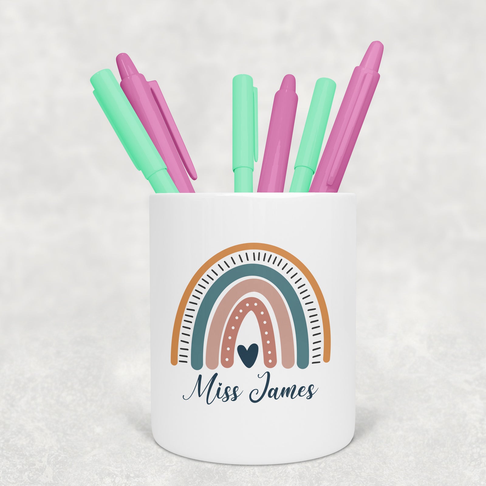 Personalised Bohoo Rainbow Teachers Pen Pot