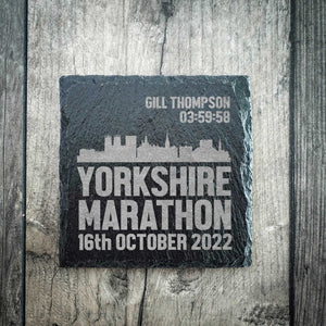 Personalised Yorkshire Marathon Skyline Coaster Bold