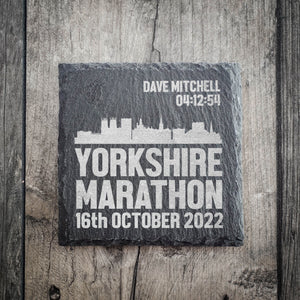 Personalised Yorkshire Marathon Skyline Coaster Bold