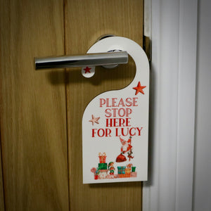 Personalised Please Stop Here Christmas Door Hanger