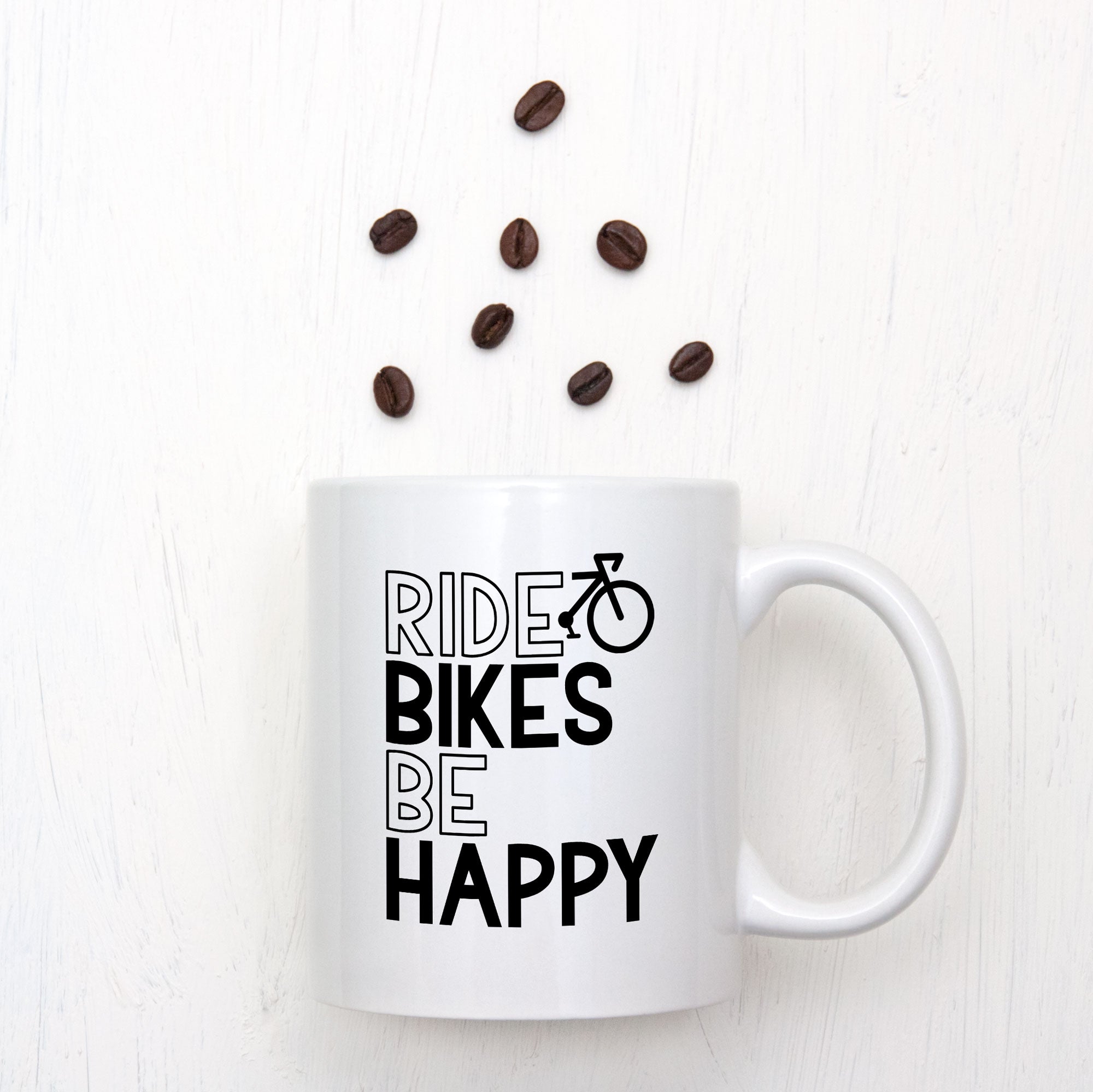 Ride Bikes Be Happy Cycling Mug