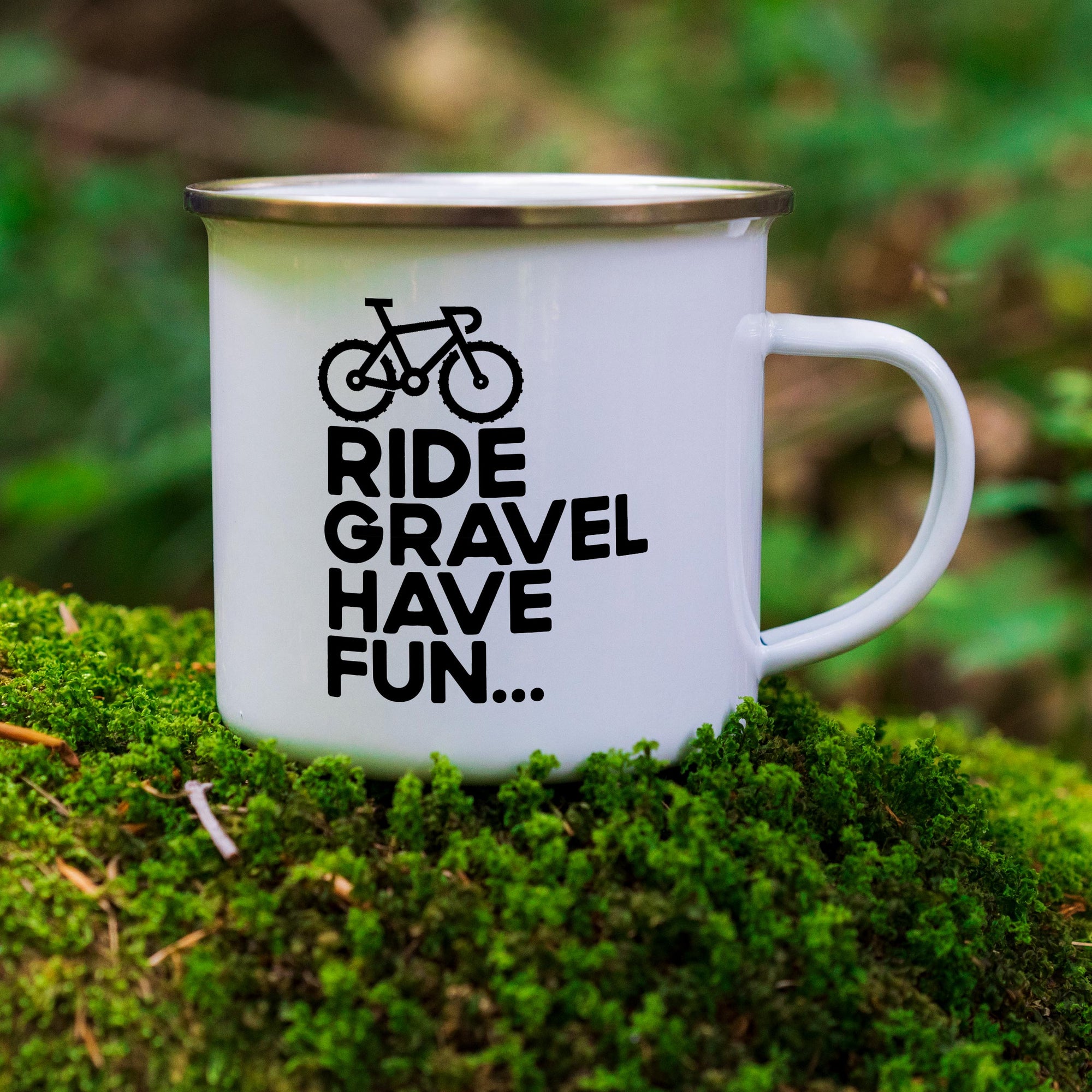 Ride Gravel Have Fun Enamel Bike Packing Mug