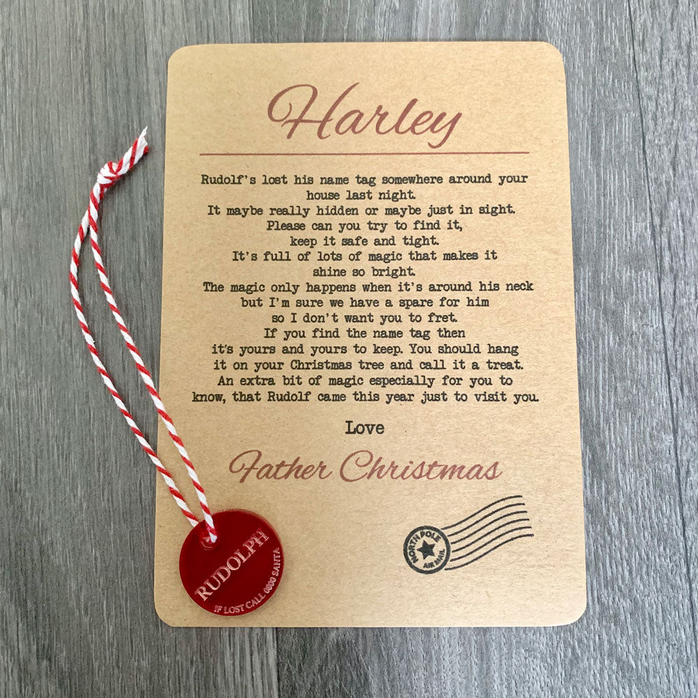 Rudolf's Lost Name Tag and Personalised Postcard