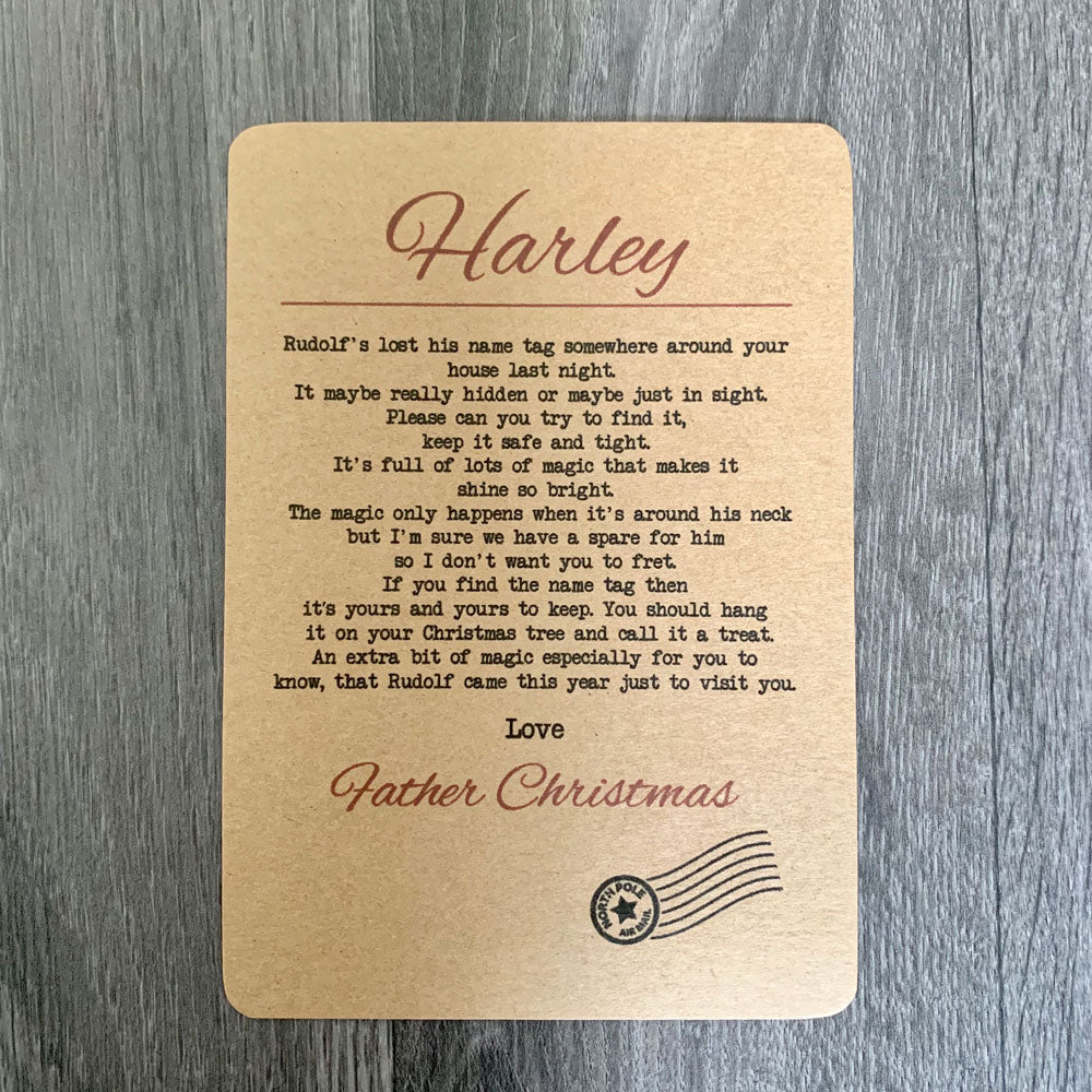 Rudolf's Lost Name Tag and Personalised Postcard