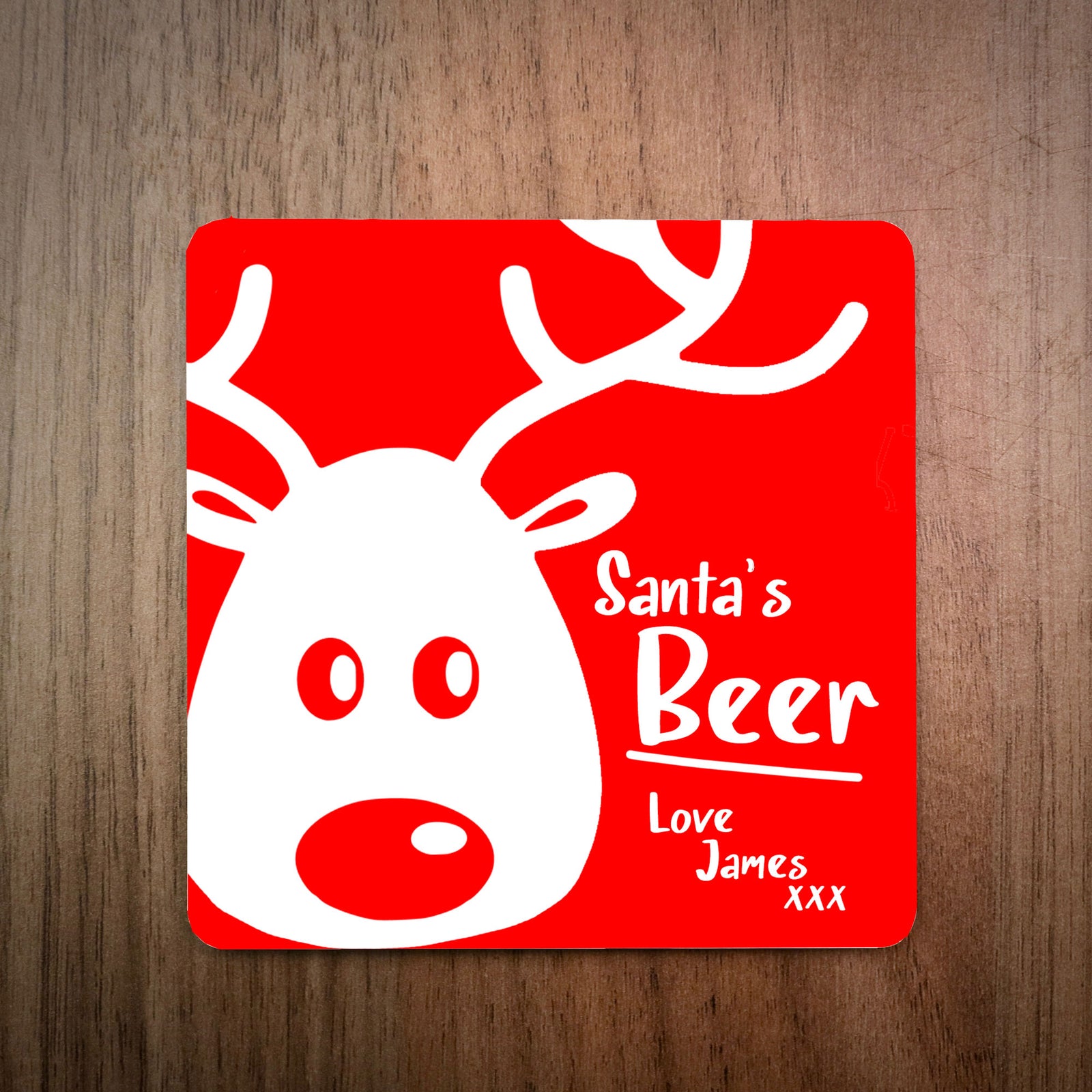 Santa's Milk/Beer Personalised Christmas Coaster