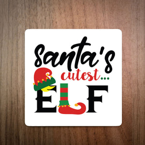 Santa's Cutest Elf Christmas Coaster