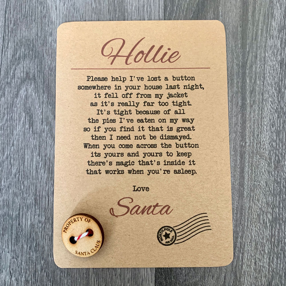 Santa's Lost Button and Personalised Postcard