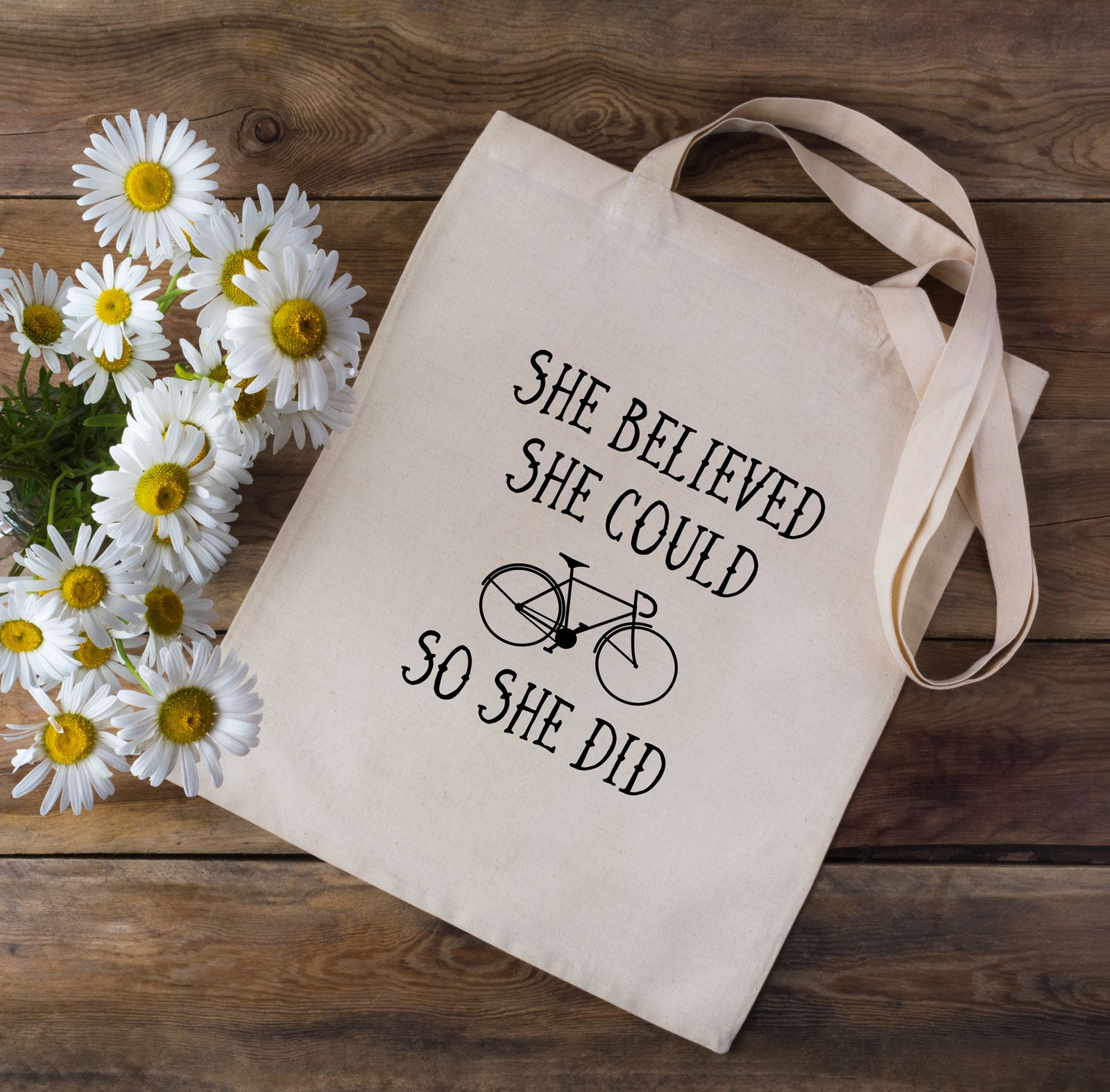 She Believed She Could So She Did Cycling Tote Bag