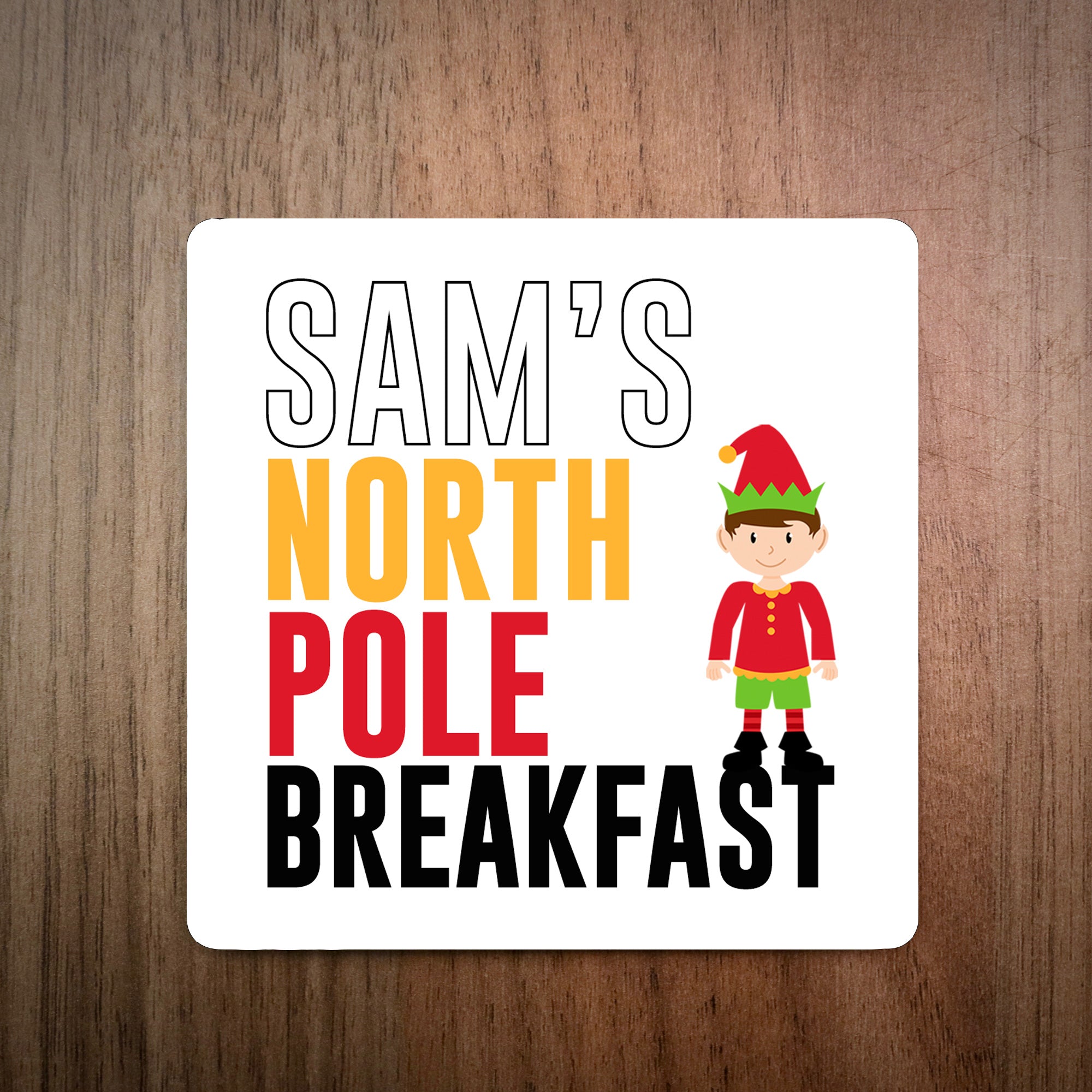 Personalised North Pole Breakfast Simple Coaster