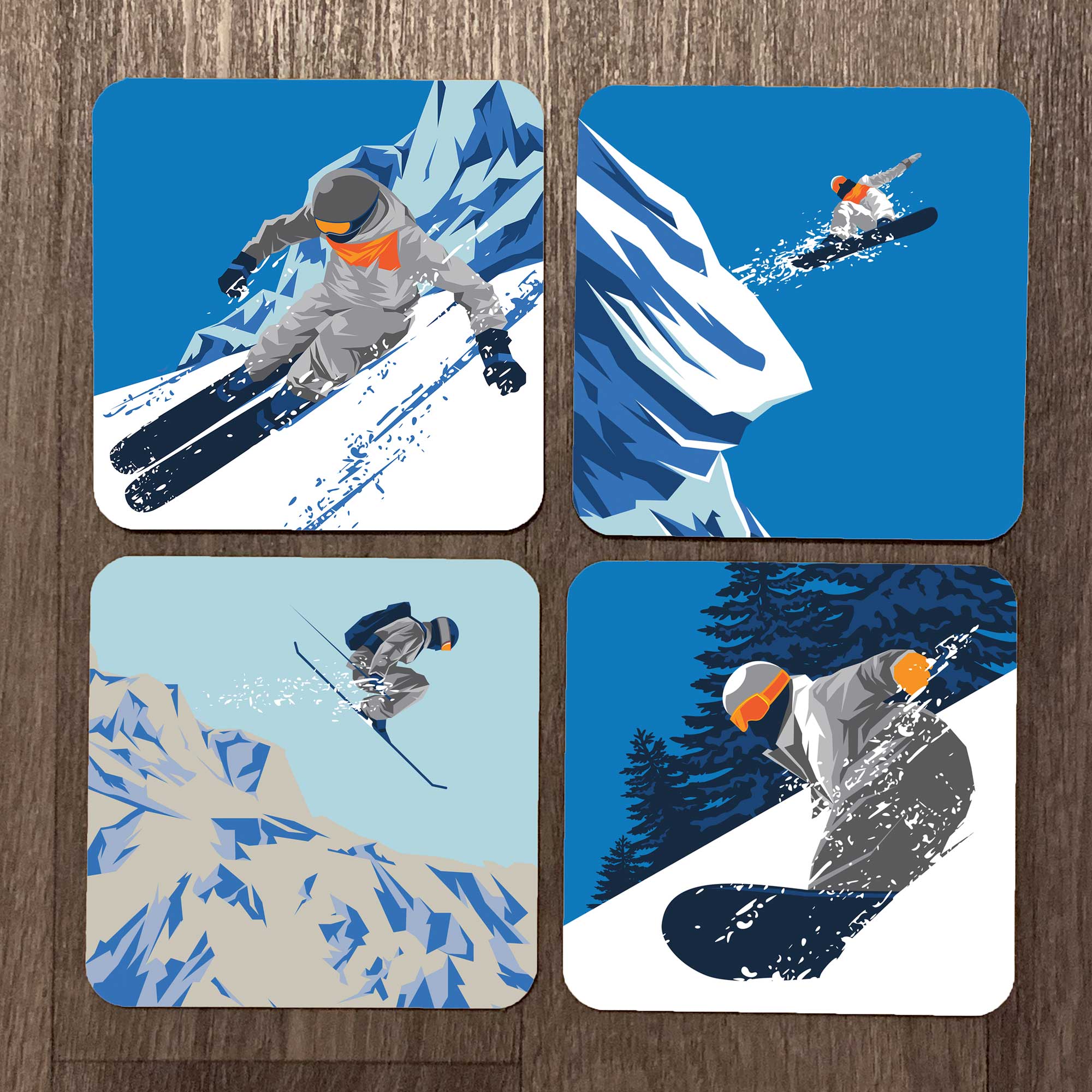 Ski & Snowboard Winter Sports Coaster Set