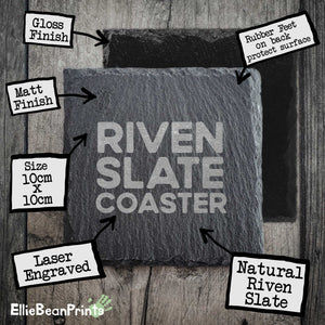 Mountain Sketch Riven Slate Coaster