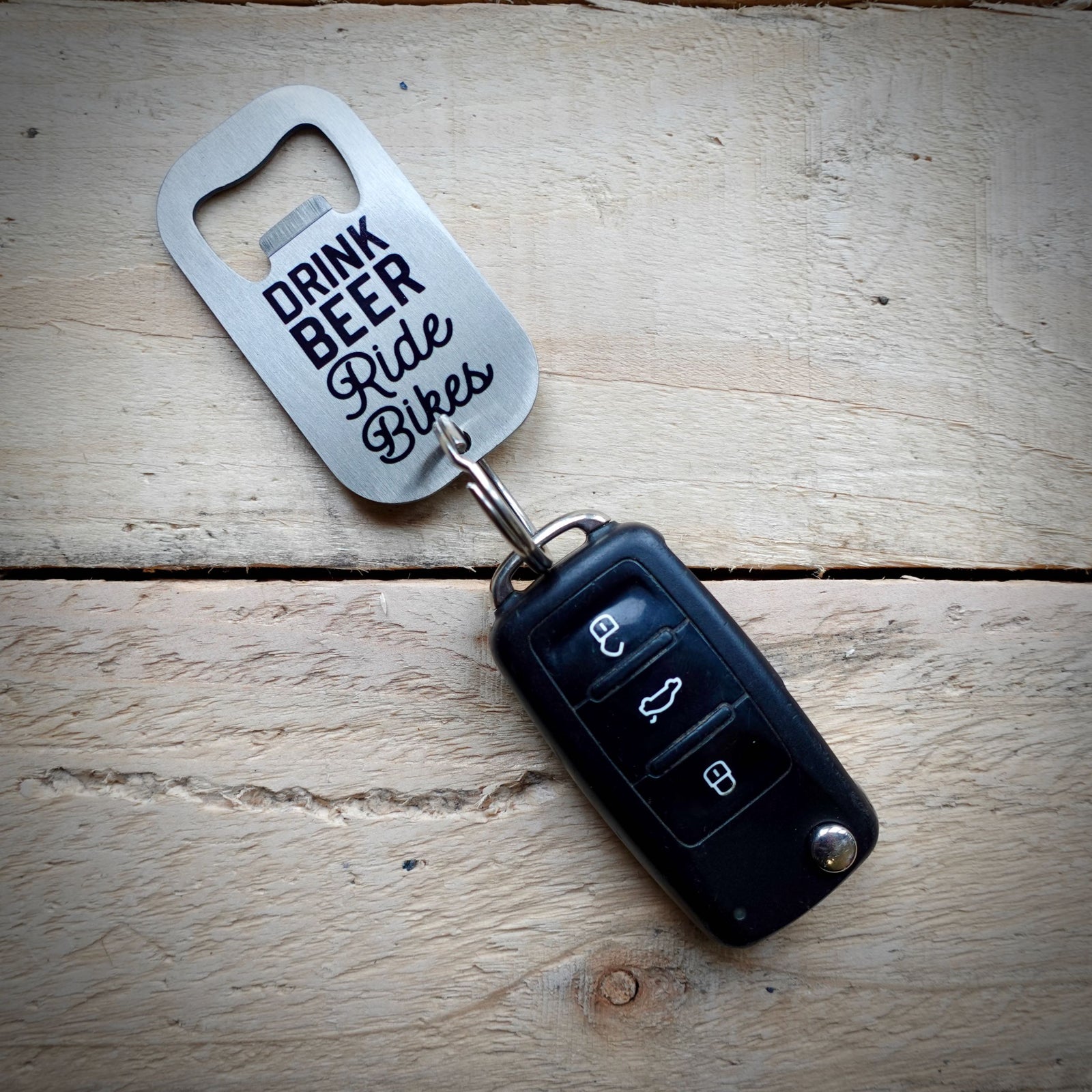 Drink Beer Ride Bikes Key Ring Bike Bottle Opener