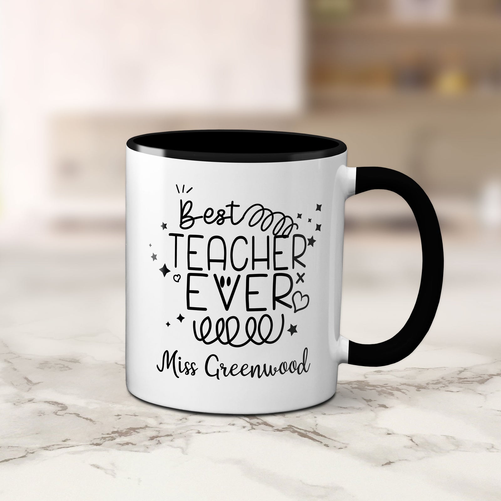 Swirly Best Teacher Ever Personalised Teacher Mug