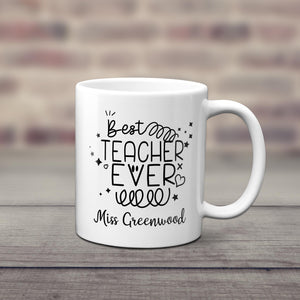 Swirly Best Teacher Ever Personalised Teacher Mug