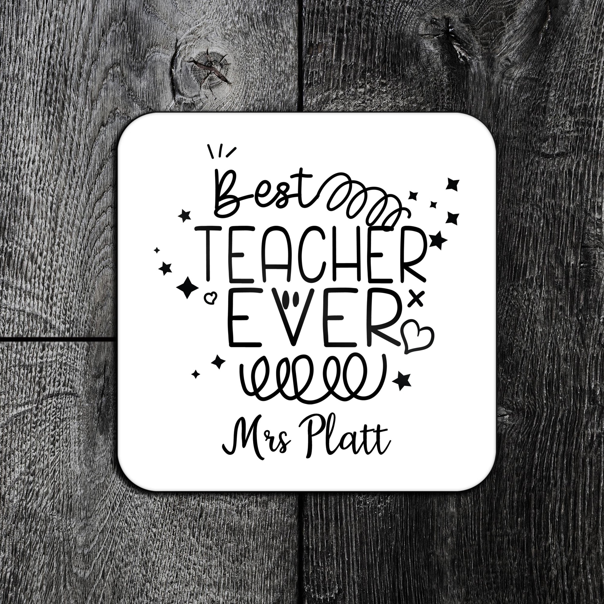 Swirly Personalised Best Teacher Ever Coaster