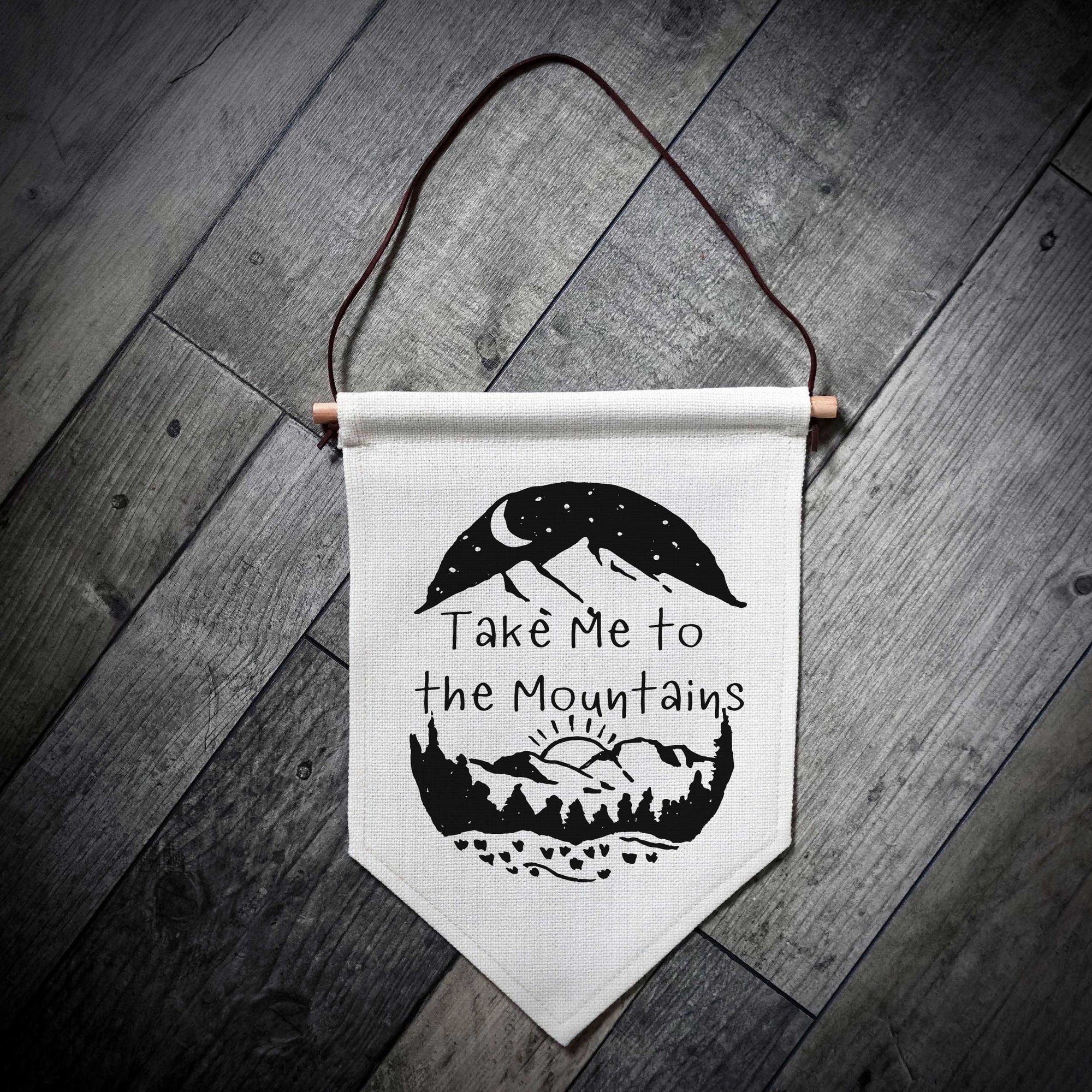 Take Me To The Mountains Linen Pennant Flag